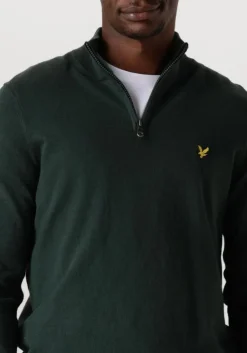 donkergroene lyle & scott trui cotton merino quarter zip jumper