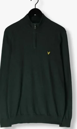 donkergroene lyle & scott trui cotton merino quarter zip jumper