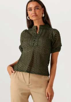 donkergroene minus blouses jeva half sleeve blouse