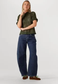 donkergroene minus blouses jeva half sleeve blouse