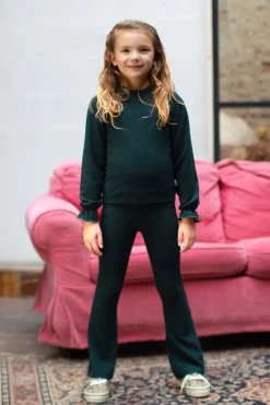 donkergroene moodstreet flared broek pant bess