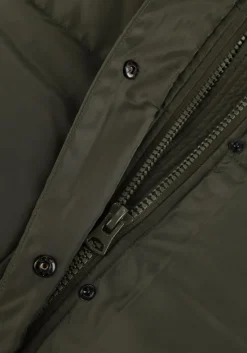 donkergroene notre-v gewatteerde jas puffer coat midi