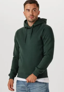 donkergroene pure path sweater regular fit hoodie ls sweaters