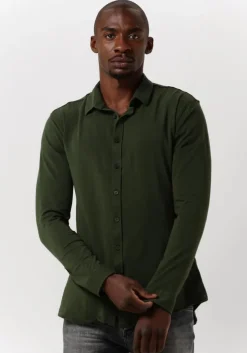 donkergroene purewhite casual overhemd essential shirt jersey ls