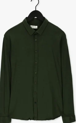 donkergroene purewhite casual overhemd essential shirt jersey ls