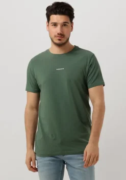 donkergroene purewhite t-shirt tshirt with small logo on chest and big back print