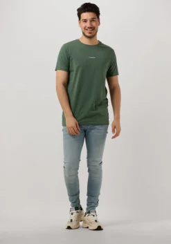 donkergroene purewhite t-shirt tshirt with small logo on chest and big back print