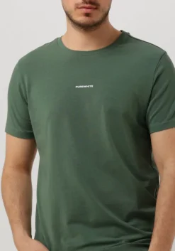 donkergroene purewhite t-shirt tshirt with small logo on chest and big back print