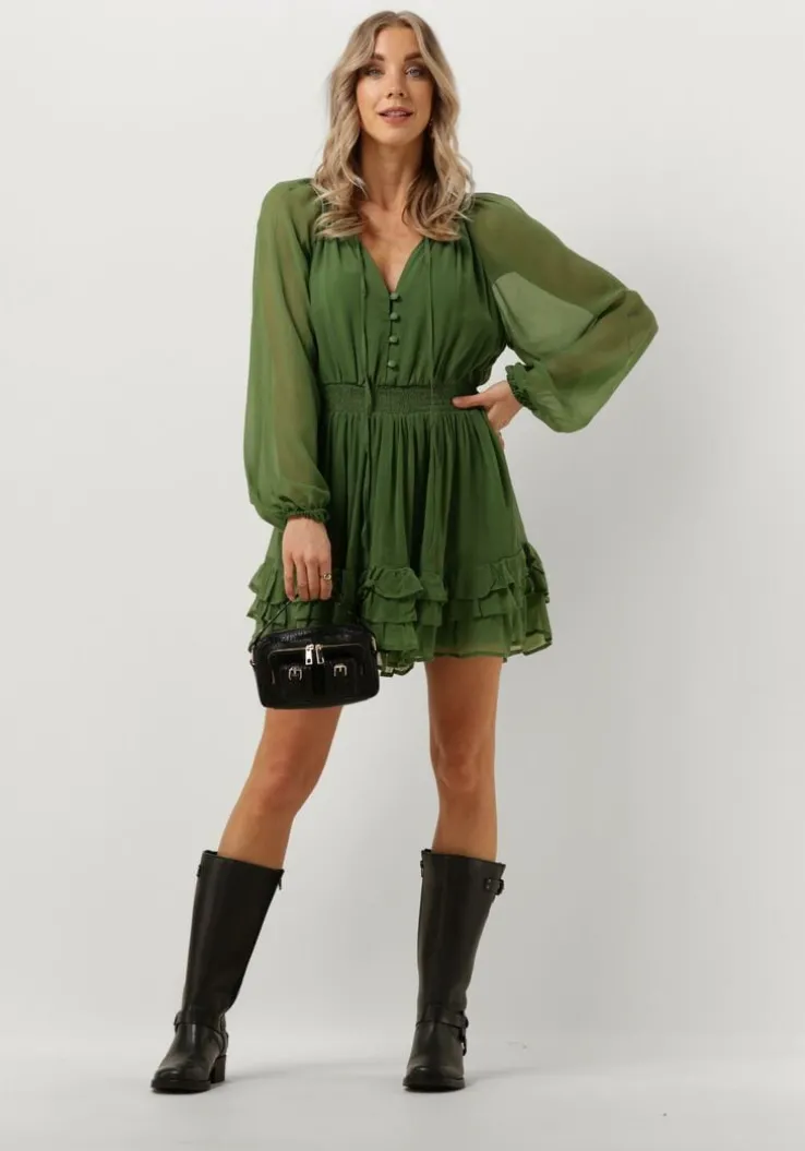 donkergroene rough studios mini jurk lilly dress