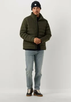 donkergroene selected homme gewatteerde jas slhbarry quilted jacket b noos