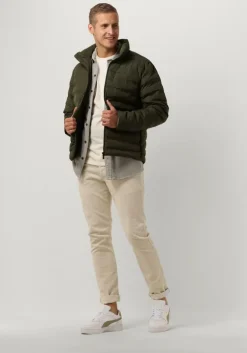 donkergroene selected homme gewatteerde jas slhbarry quilted jacket b noos