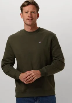 donkergroene tommy jeans trui tjm reg s flag crew