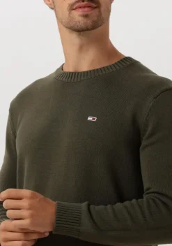 donkergroene tommy jeans sweater tjm slim essntls c-neck sweater