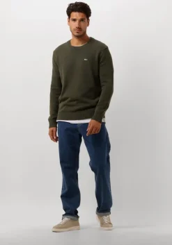 donkergroene tommy jeans sweater tjm slim essntls c-neck sweater