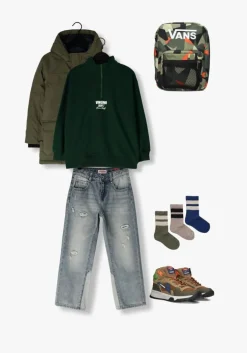 donkergroene vingino sweater basic-half zip