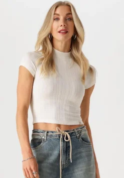 ecru calvin klein top warm texture rib mockneck top