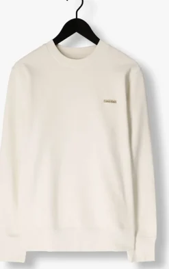 ecru calvin klein trui calvin klein label crew neck