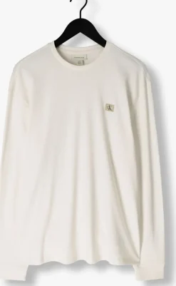 ecru calvin klein trui ls waffle badge crewnk tee