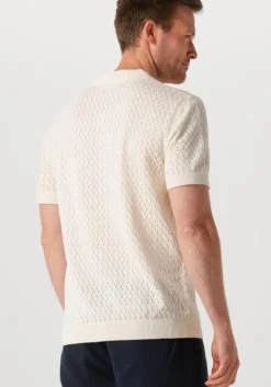 ecru selected homme polo shlino ss knit crochet open polo
