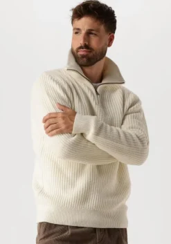 ecru selected homme trui slhland ls knit half zip