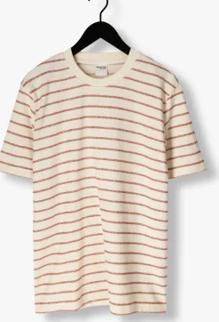ecru selected homme t-shirt slhdjango stripe ss o-neck tee