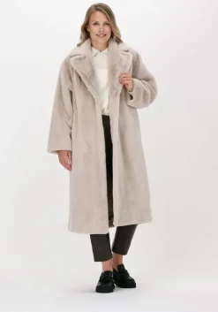 ecru stand studio faux fur jas maria coat soft