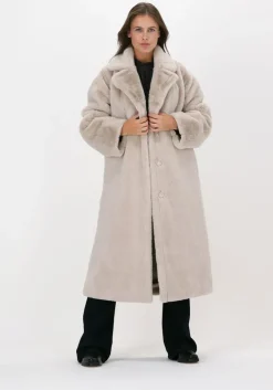 ecru stand studio faux fur jas maria coat soft