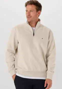 ecru tommy hilfiger trui essential fleece 1/4 zip