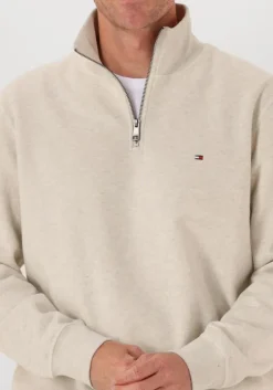ecru tommy hilfiger trui essential fleece 1/4 zip