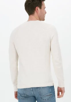 gebroken wit cast iron trui r-neck linen cotton slub blend