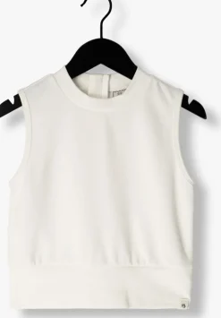 gebroken wit indian blue jeans top cropped singlet rib zip