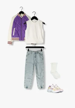 gebroken wit indian blue jeans top cropped singlet rib zip