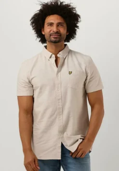 gebroken wit lyle & scott casual overhemd cotton slub short sleeve shirt