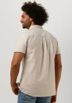 gebroken wit lyle & scott casual overhemd cotton slub short sleeve shirt