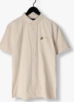 gebroken wit lyle & scott casual overhemd cotton slub short sleeve shirt