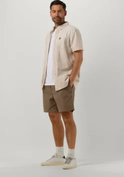 gebroken wit lyle & scott casual overhemd cotton slub short sleeve shirt