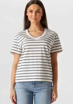 gebroken wit mos mosh t-shirt mmnani v-ss stripe tee