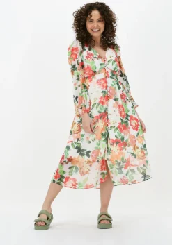 gebroken wit na-kd midi jurk button front slit dress