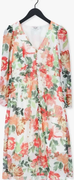 gebroken wit na-kd midi jurk button front slit dress