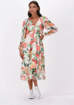 gebroken wit na-kd midi jurk button front slit dress