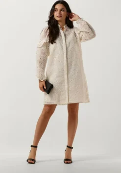 gebroken wit neo noir mini jurk abby embroidery dress