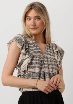 gebroken wit neo noir top jayla stitch print top