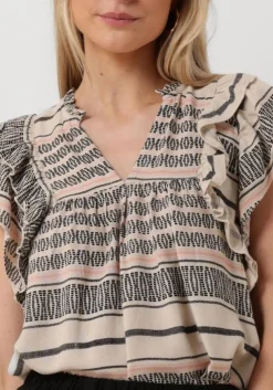 gebroken wit neo noir top jayla stitch print top