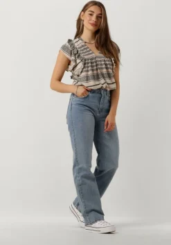 gebroken wit neo noir top jayla stitch print top