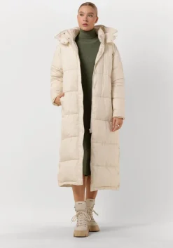 gebroken wit notre-v gewatteerde jas puffer long
