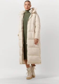 gebroken wit notre-v gewatteerde jas puffer long