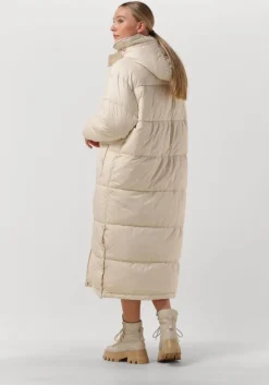 gebroken wit notre-v gewatteerde jas puffer long
