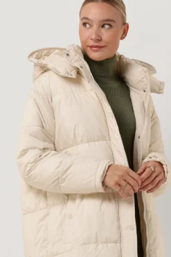 gebroken wit notre-v gewatteerde jas puffer long