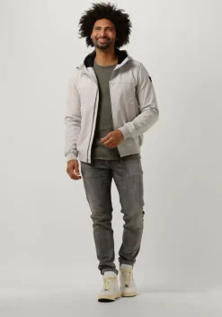 gebroken wit purewhite jack softshell jacket with rubberbadge at sleeves