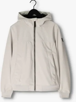 gebroken wit purewhite jack softshell jacket with rubberbadge at sleeves